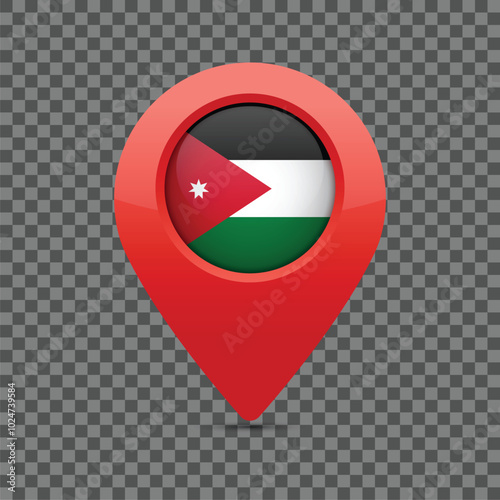 Free Download Jordanian flag on the marker for world maps. Pinned location for Jordan for navigation systems and maps. Vector illustration. - GFXLoad