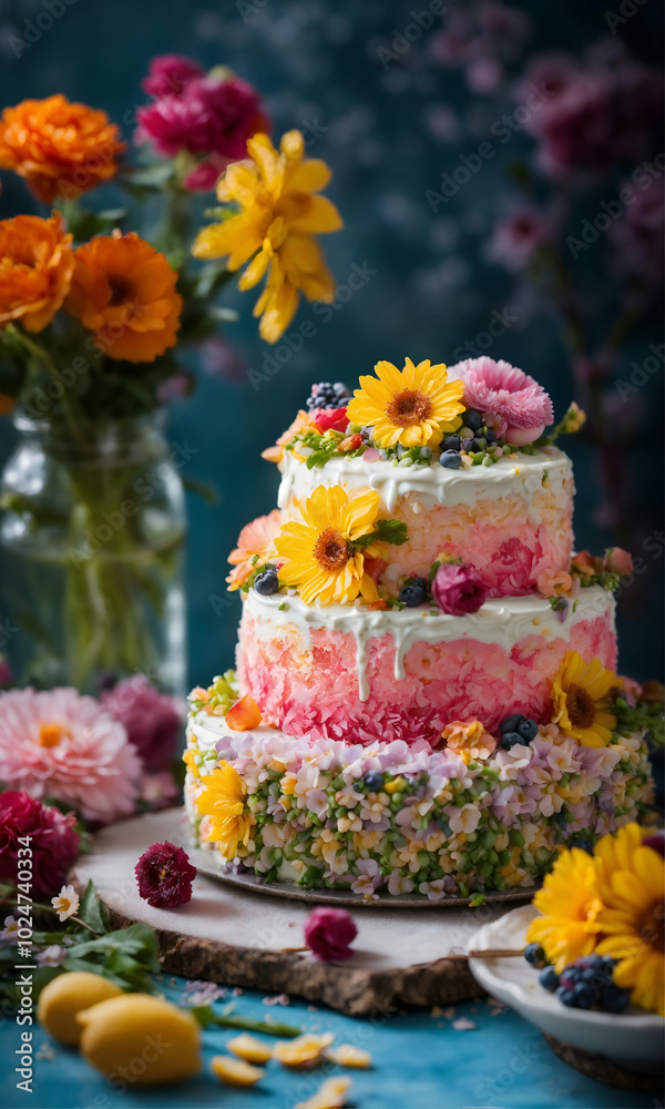 Beautiful cake with flowers Beautiful cake with flowers