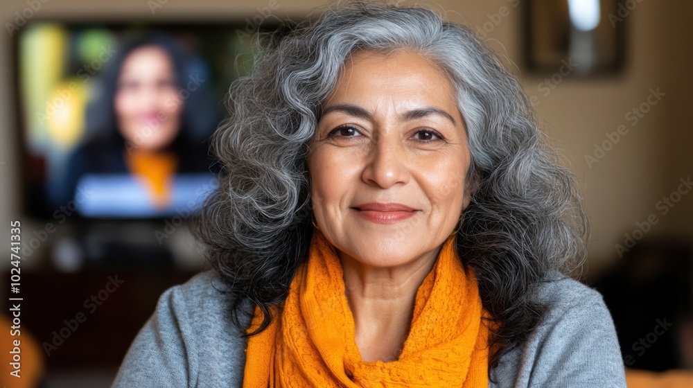 Confident smiling senior woman in a cozy setting for lifestyle and wellness Confident smiling senior woman in a cozy setting for lifestyle and wellness