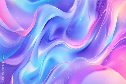 Fluid abstract background with soft shapes in vibrant colors, creating dreamy and ethereal atmosphere. blend of pink and blue hues evokes sense of tranquility and creativity