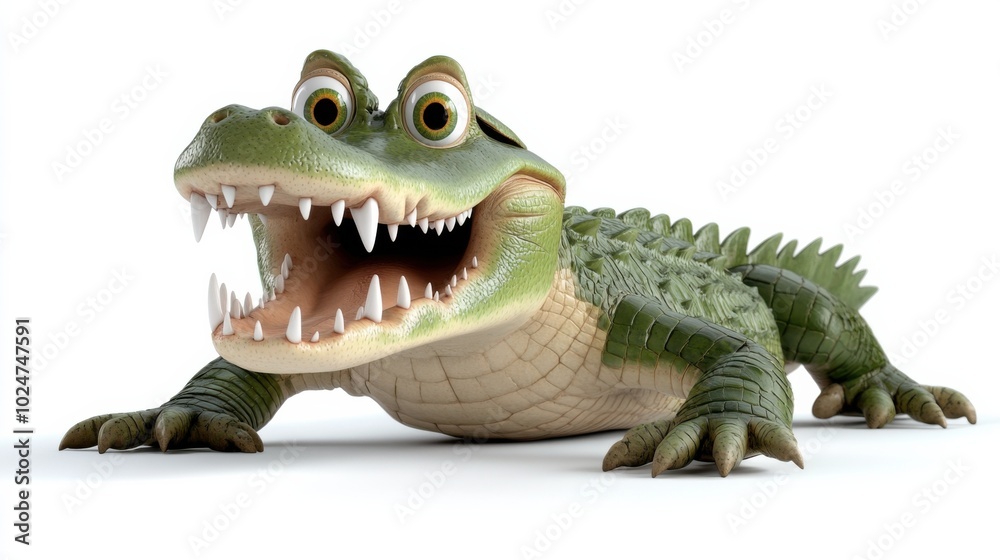 Fototapeta premium Cute cartoon crocodile illustration for children's design and media projects