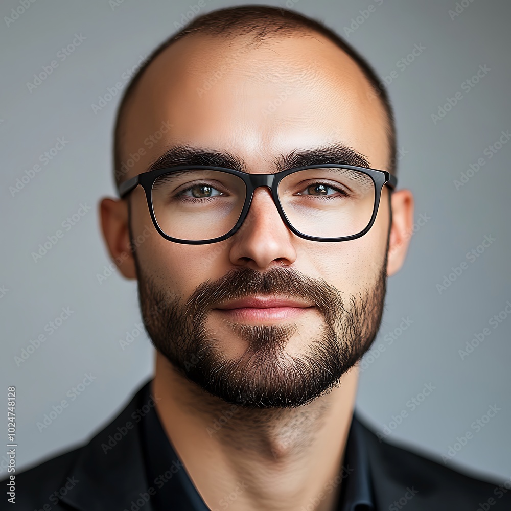 Portrait of a Young Man with Glasses and a Beard. Portrait of a Young Man with Glasses and a Beard.