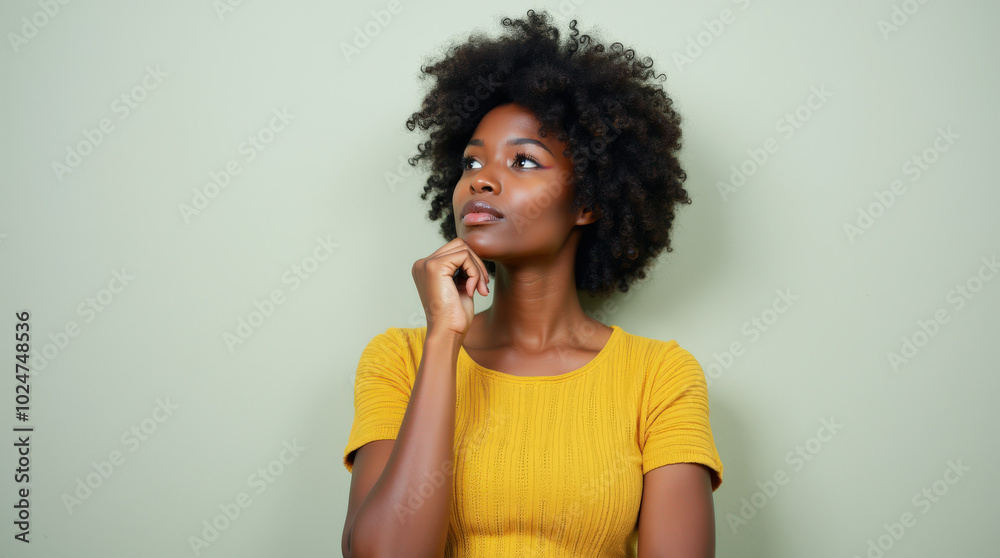 Portrait of Beautiful Black Woman with Natural Afro Hair in Minimalist and Vibrant Background – Fashion, Beauty, and Diversity Concept
Portrait of Beautiful Black Woman with Natural Afro Hair in Minimalist and Vibrant Background – Fashion, Beauty, and Diversity Concept