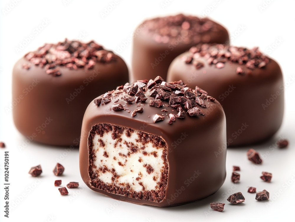 A single festive chocolate-covered marshmallow, isolated on white background. A single festive chocolate-covered marshmallow, isolated on white background.