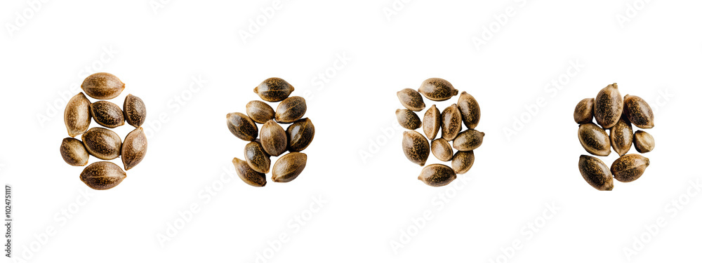 Small pile of Hemp seeds on a white background Small pile of Hemp seeds on a white background