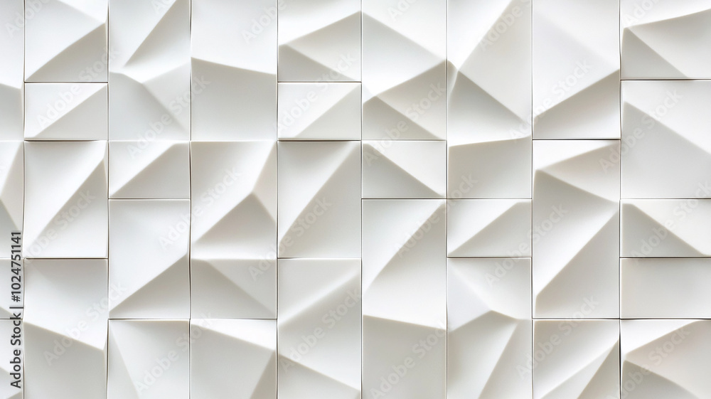 A seamless pattern of white 3D geometric tiles with a modern design, wall texture or background A seamless pattern of white 3D geometric tiles with a modern design, wall texture or background