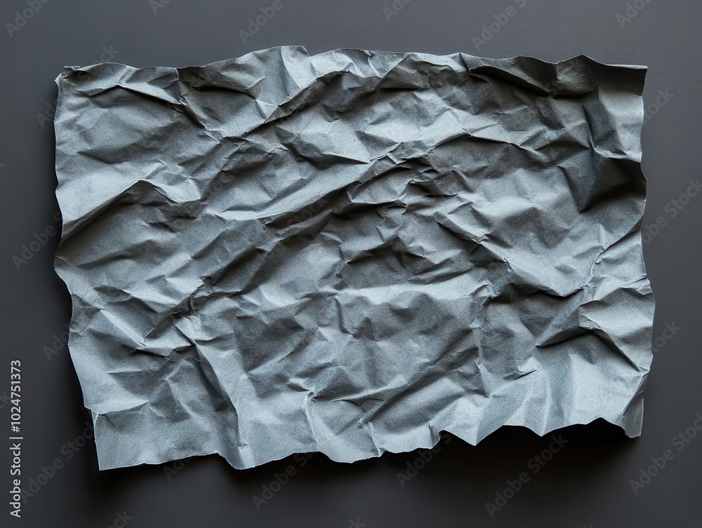Obraz premium crumpled sheet of gray-toned paper reflecting a vintage photograph's texture, set against a dark gray background to enhance its classic, timeless quality