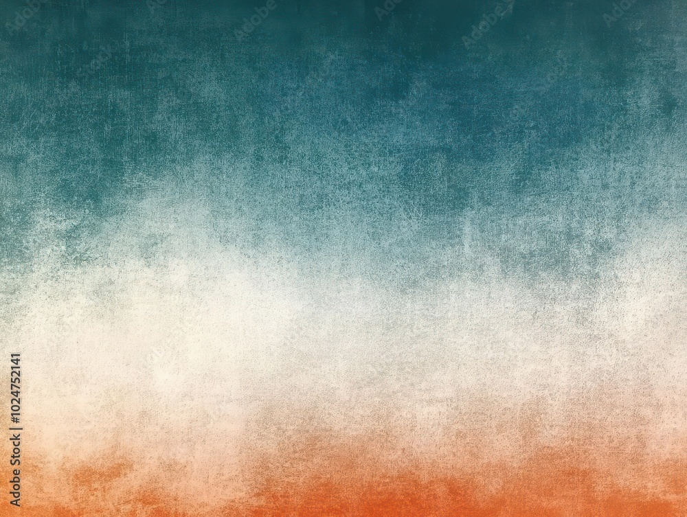 Fototapeta premium dark, grainy gradient background blending orange, white, and blue teal hues, creating a visually striking header ideal for posters or banners, with a subtle noise texture enhancing depth