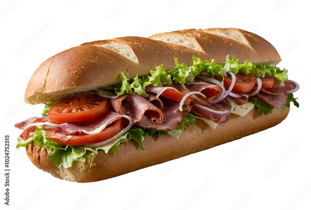 sandwich with ham and vegetables isolated sandwich with ham and vegetables isolated