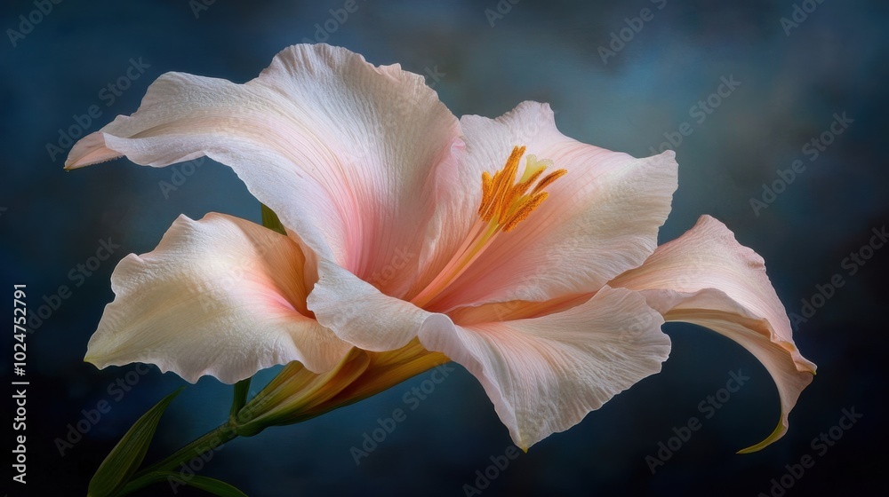 Pink lily flower with iridescent petals on dark background for nature photography and floral design Pink lily flower with iridescent petals on dark background for nature photography and floral design