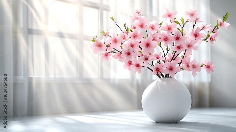 Elegant Simple White Ceramic Vase with Flowers Elegant Simple White Ceramic Vase with Flowers