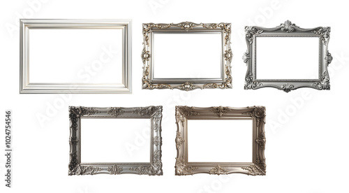Wallpaper Mural Set of Silver vintage frames with baroque patterns Torontodigital.ca