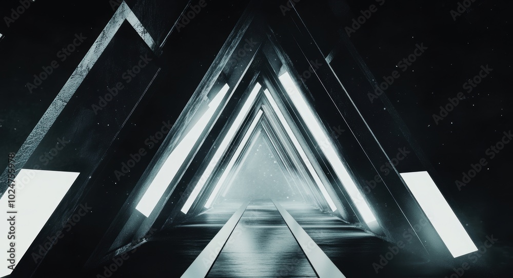 Obraz premium Neon Triangle Tunnel.