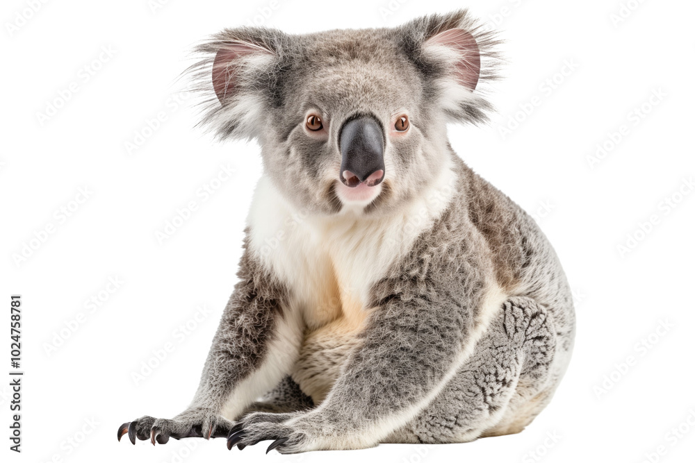 Adorable koala on transparent background: cute marsupial with soft fur. Adorable koala on transparent background: cute marsupial with soft fur.
