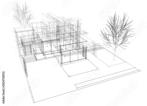 Fototapeta Naklejka Na Ścianę i Meble -  building sketch architectural 3d rendering