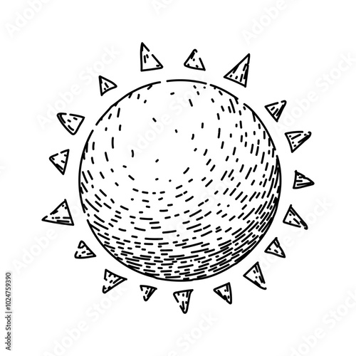 sunlight sun hand drawn. sunrise sunset, sunshine rays, energy star sunlight sun vector sketch. isolated black illustration