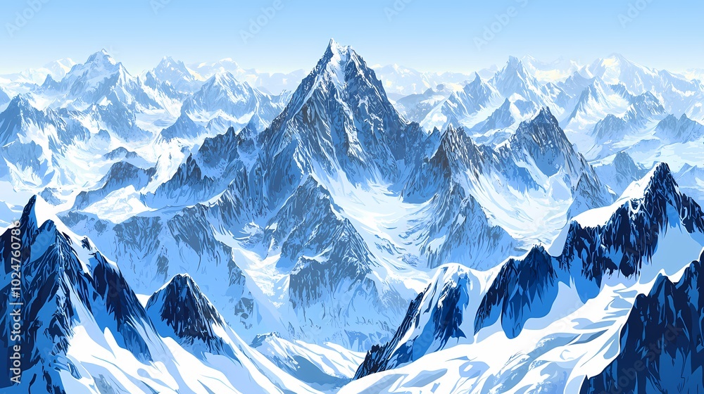 Obraz premium Minimalistic Flat Design Mountain Landscape Vector Art Illustration