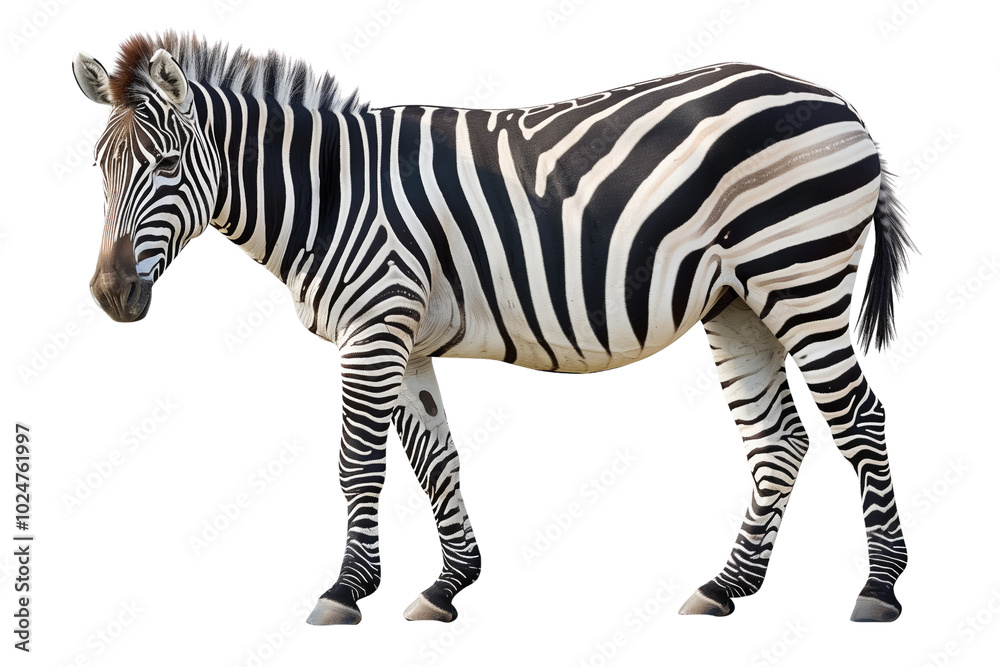 Obraz premium a zebra isolated on transparent background, african wildlife animal profile