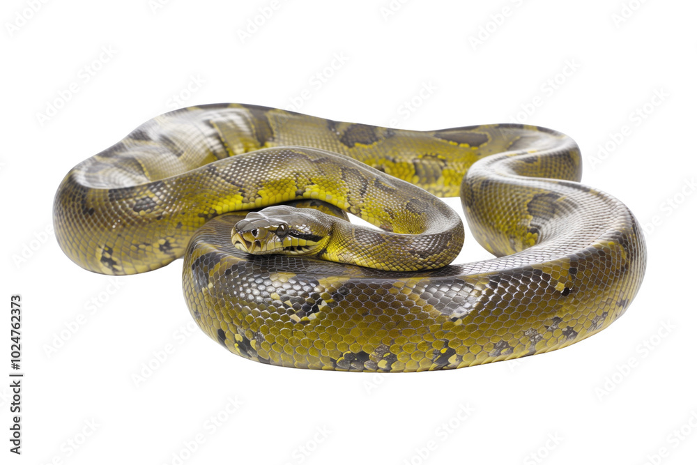 Obraz premium Ball Python on Transparent Background: A Delicate Reptile with Patterned Skin