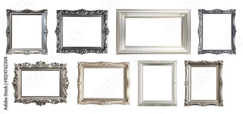 Obraz na płótnie Set of Silver vintage frames with baroque patterns w salonie