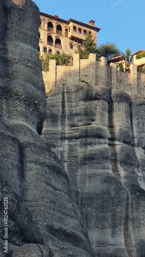 meteora view from kastraki village in auutmn photo