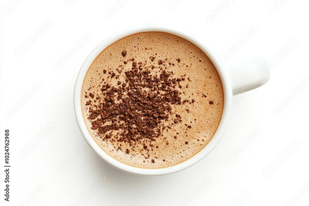 Coffee in a cup on a white background, top view. Generative AI. Coffee in a cup on a white background, top view. Generative AI.