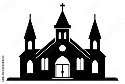 Church Silhouettes vector | vector silhouette illustration on white background