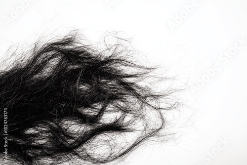 Pile Of Hair. Closeup of Black Hair Fall Showing Scalp and Alopecia Condition