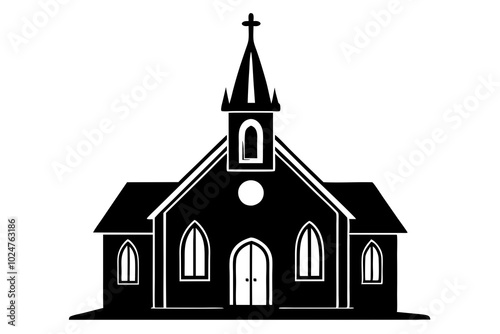 Church Silhouettes vector | vector silhouette illustration on white background