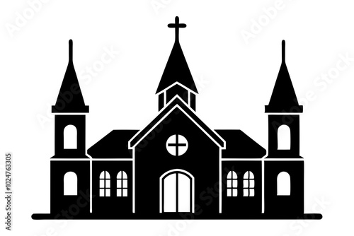 Church Silhouettes vector | vector silhouette illustration on white background