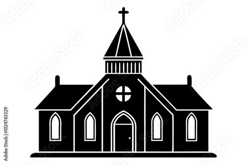 Church Silhouettes vector | vector silhouette illustration on white background