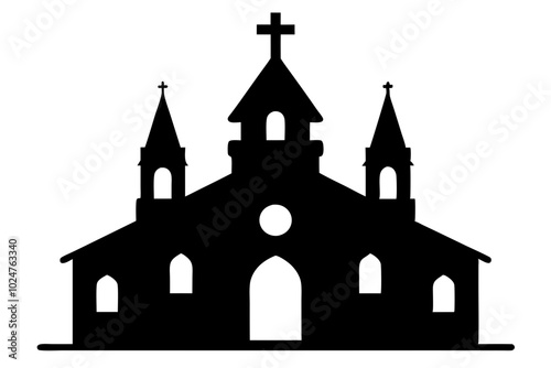 Church Silhouettes vector | vector silhouette illustration on white background