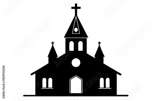 Church Silhouettes vector | vector silhouette illustration on white background