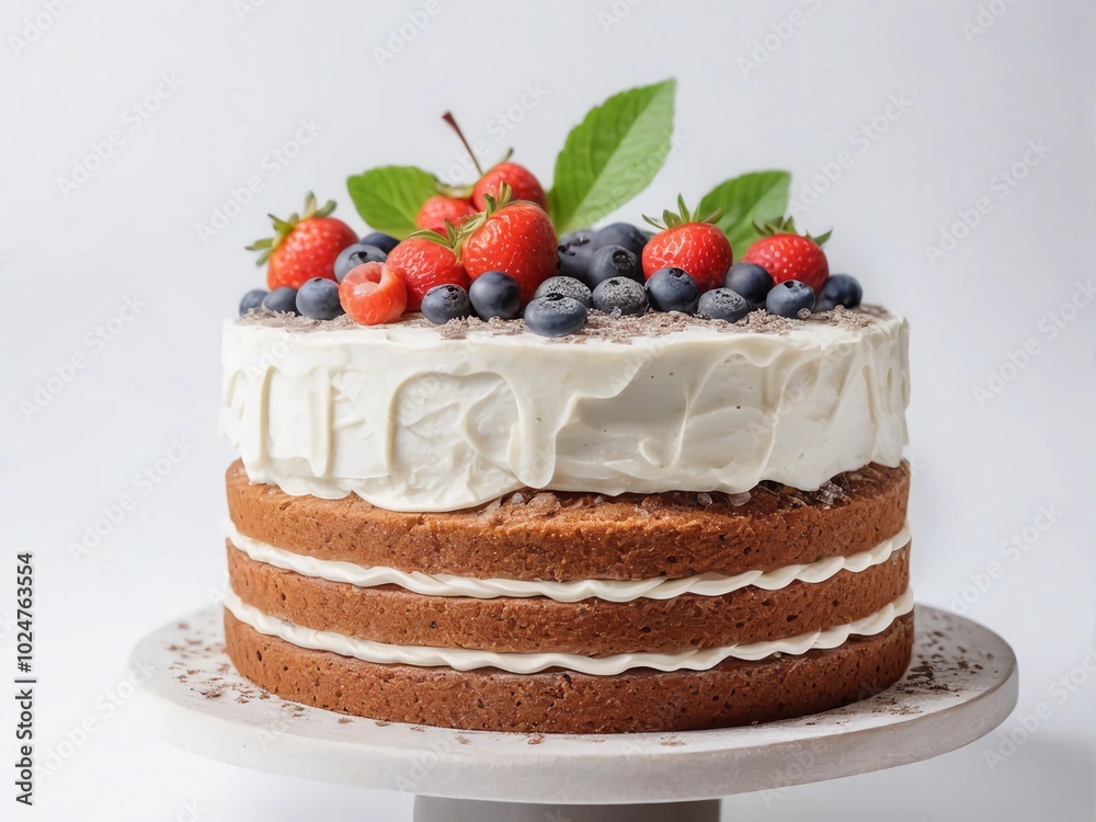 Organic food cake with with cream and fruit. Organic food cake with with cream and fruit.