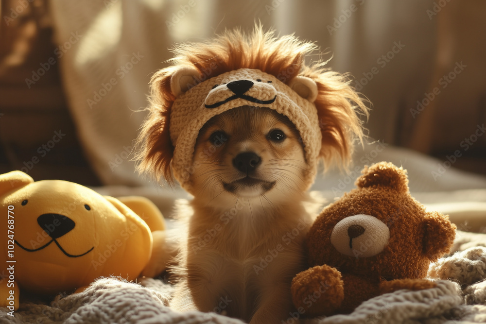 A cute dog wearing a costume A cute dog wearing a costume