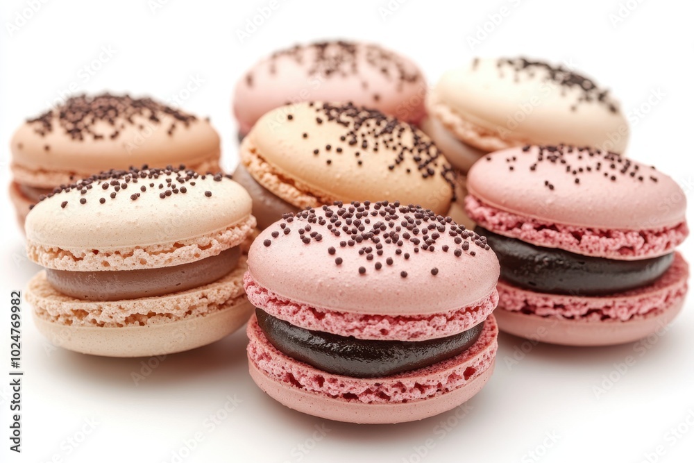 A delicate macaroon in pastel colors, isolated on white background. A delicate macaroon in pastel colors, isolated on white background.