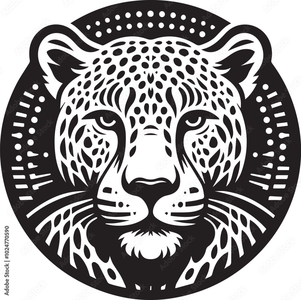 Fototapeta premium Leopard head silhouette design black