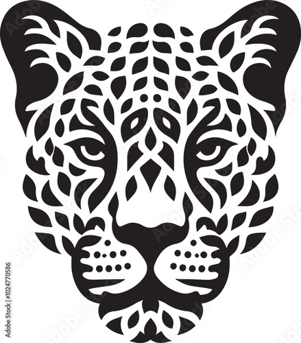 Leopard head silhouette design black