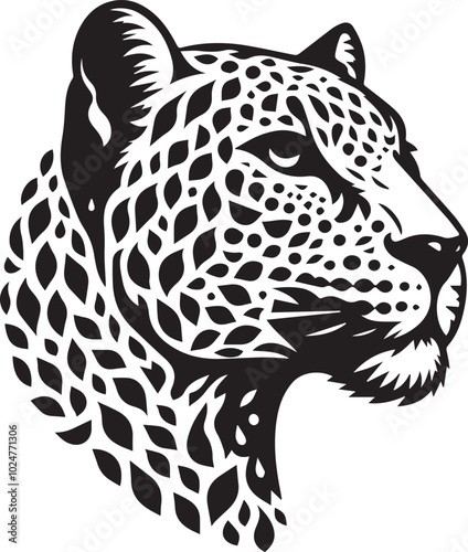 Leopard head silhouette design black