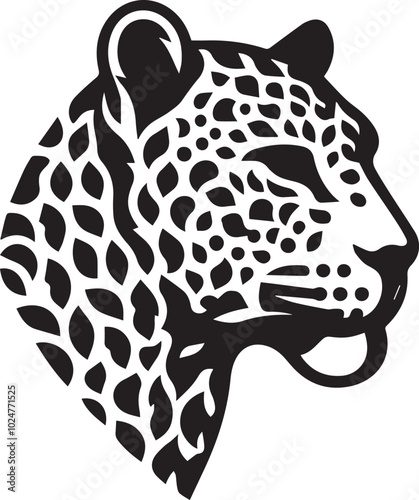 Leopard head silhouette design black