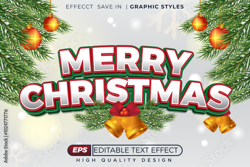 Editable 3d text effect marry christmas