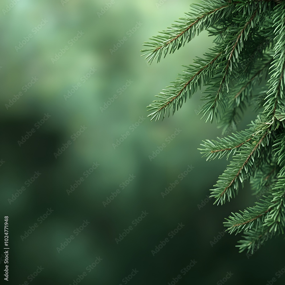 Evergreen Pine Branches on Dark Background