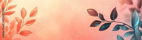 Serene Autumn Foliage on Soft Orange Background