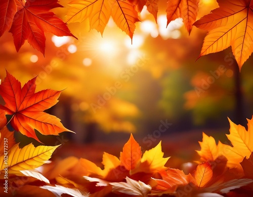 Beautiful autumn leaves background with rich and lively colors, fall season