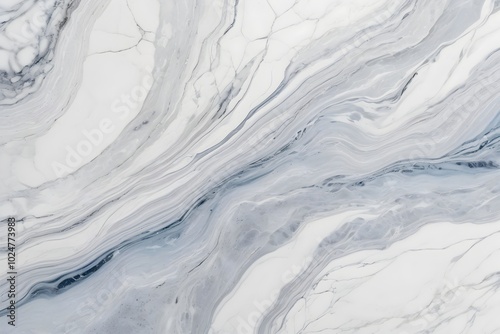 White marble texture with white, gray, and blue veins, perfect for interior design or product mockups.