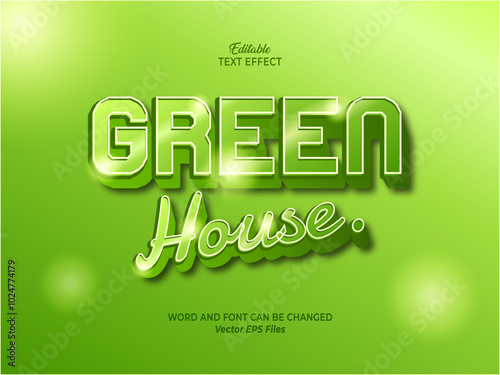editable text effect. green house. text effect
