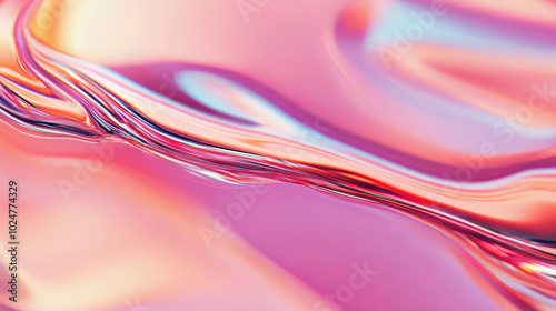 Abstract glossy glass wave pink peach liquid gradient background. 3D lip gloss nail polish closeupcosmetic makeup beauty texture  photo