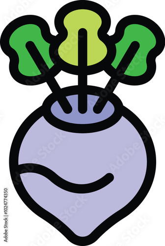 Simple icon of a fresh turnip with leaves, ready to be harvested and enjoyed in a delicious meal