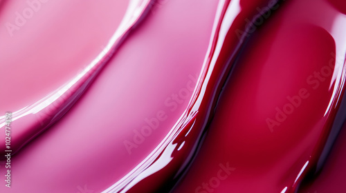 Closeup glossy pink magenta lip gloss nail polish glitter paint texture cosmetic makeup beauty pattern background