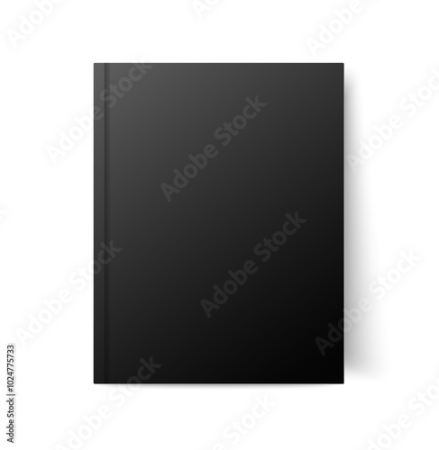 Book cover mockup. Black template for hardcover or softcover of literature. Clean mockup or closeup of front page.